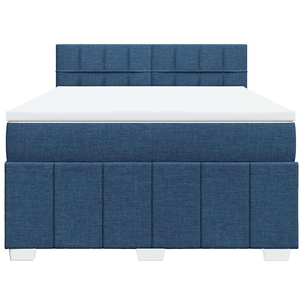 vidaXL Κρεβάτι Boxspring με Στρώμα Μπλε 140x200 εκ. Υφασμάτινο