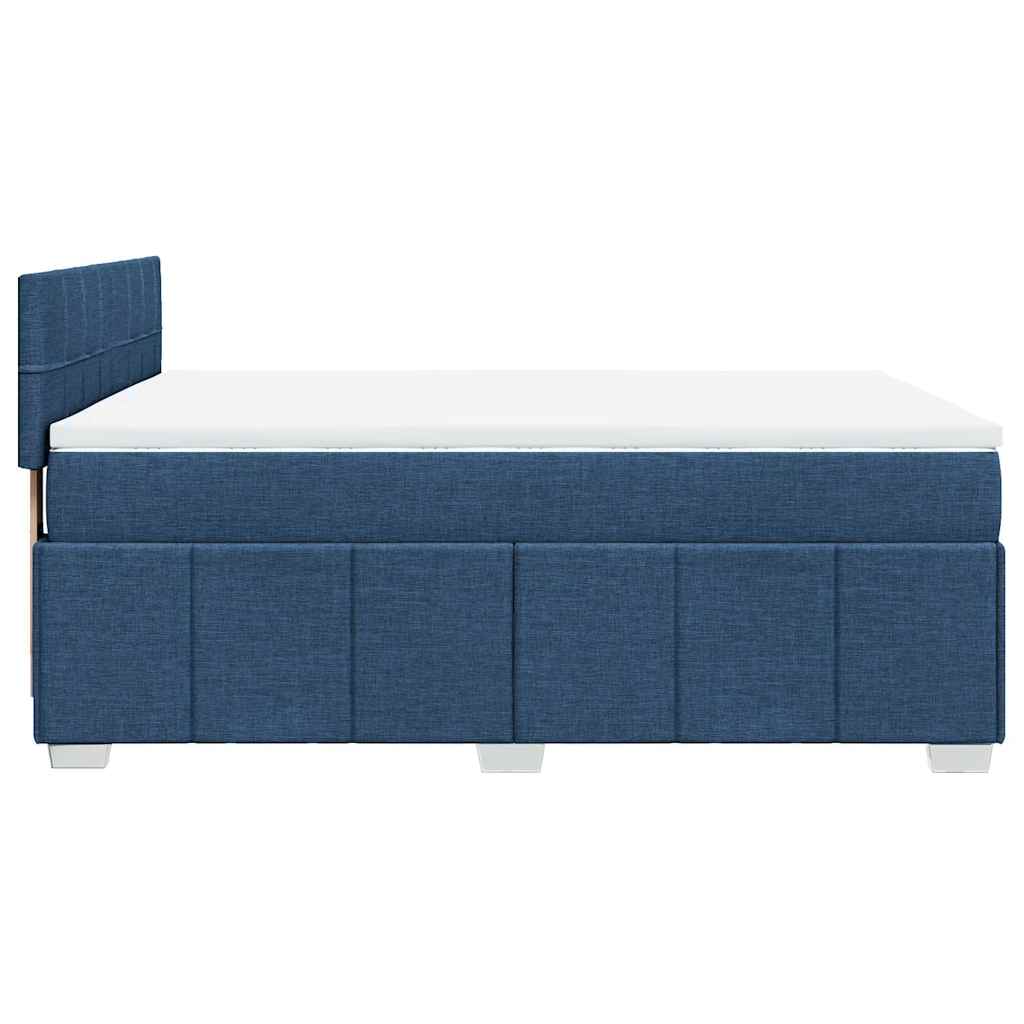 vidaXL Κρεβάτι Boxspring με Στρώμα Μπλε 140x200 εκ. Υφασμάτινο
