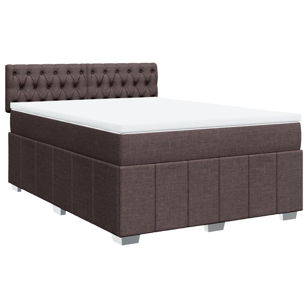 vidaXL Κρεβάτι Boxspring με Στρώμα Σκούρο Καφέ 140x200 εκ Υφασμάτινο