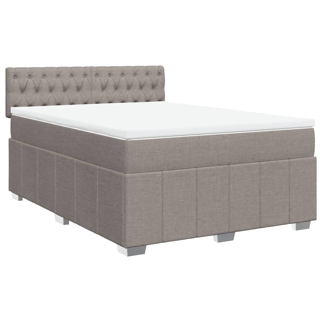 vidaXL Κρεβάτι Boxspring με Στρώμα Taupe 140x200 εκ. Υφασμάτινο