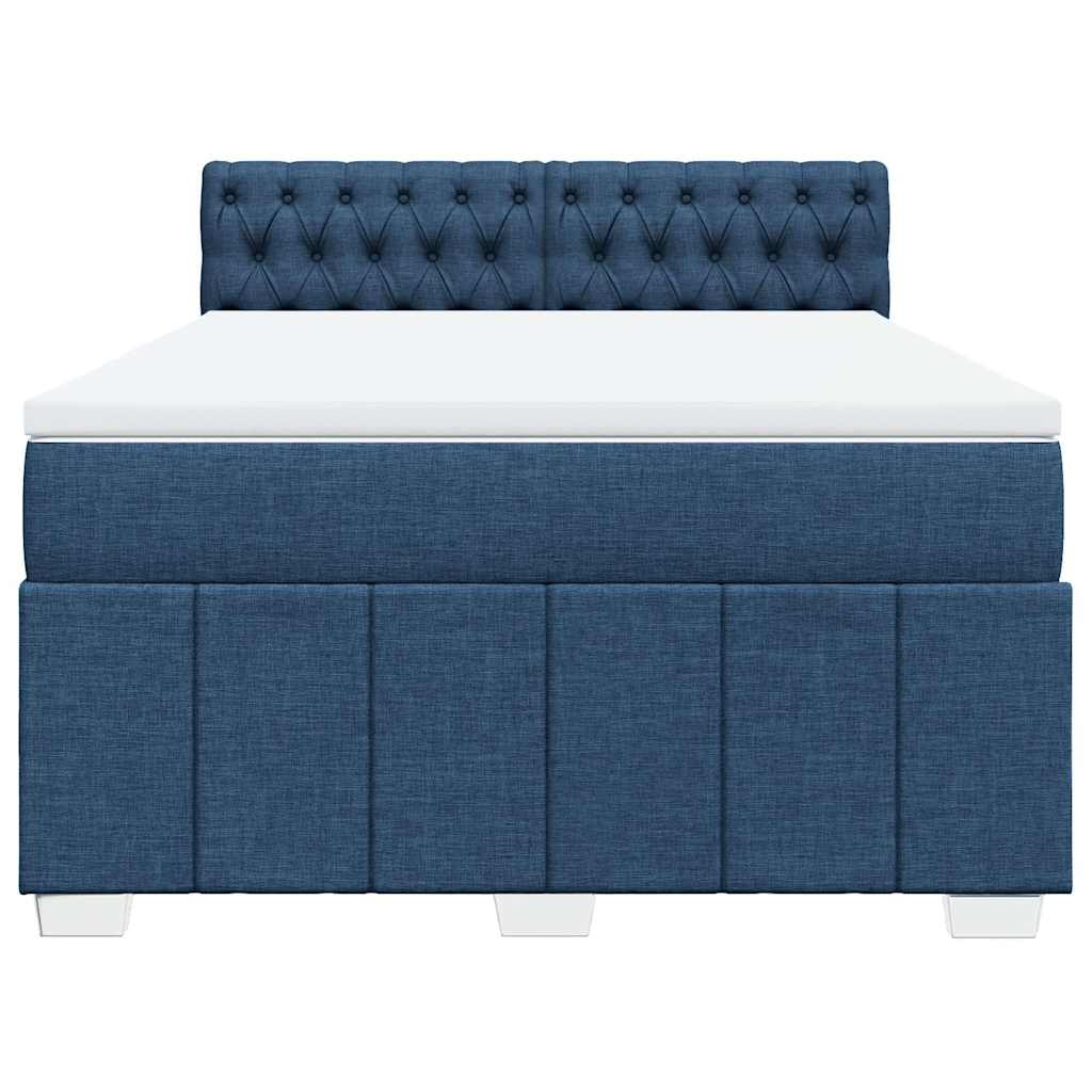 vidaXL Κρεβάτι Boxspring με Στρώμα Μπλε 140x200 εκ. Υφασμάτινο