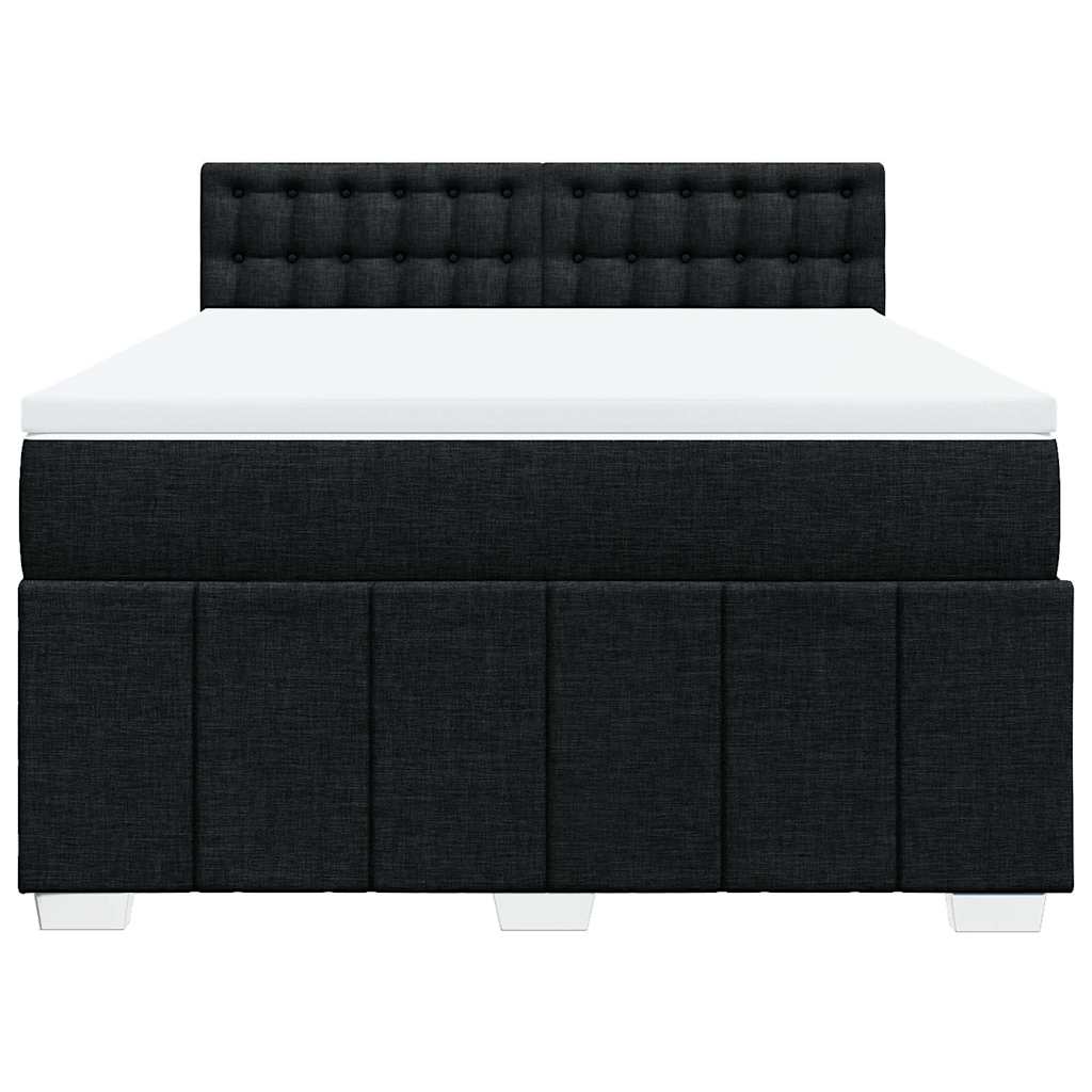 vidaXL Κρεβάτι Boxspring με Στρώμα Μαύρο 140x200 εκ. Υφασμάτινο