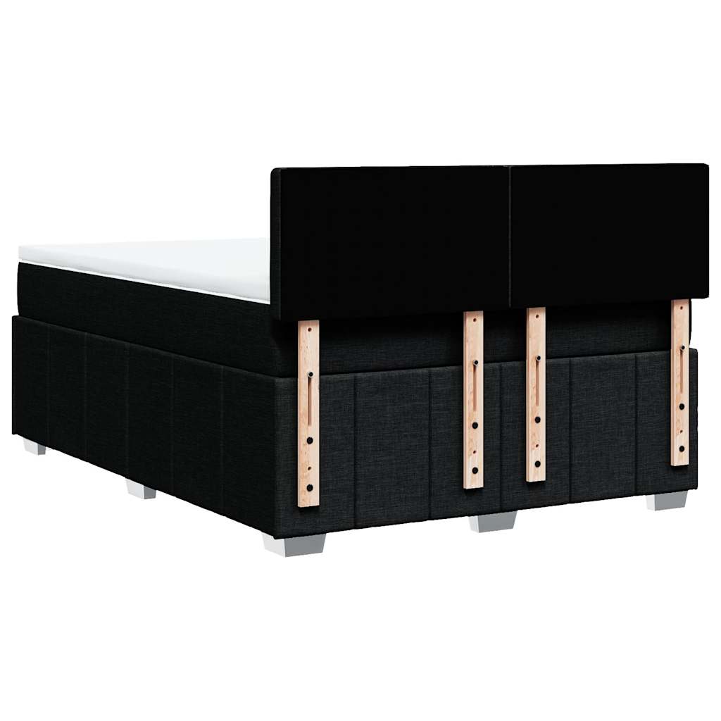 vidaXL Κρεβάτι Boxspring με Στρώμα Μαύρο 140x200 εκ. Υφασμάτινο