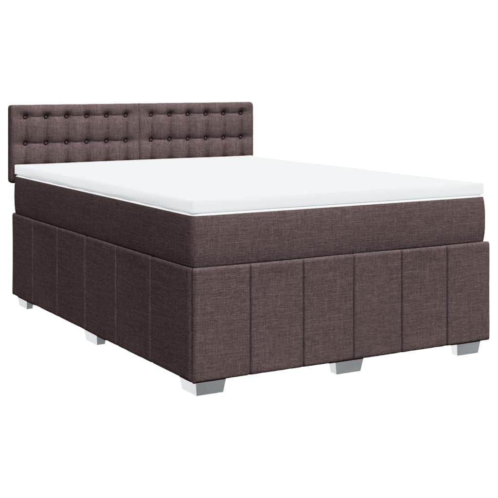 vidaXL Κρεβάτι Boxspring με Στρώμα Σκούρο Καφέ 140x200 εκ Υφασμάτινο