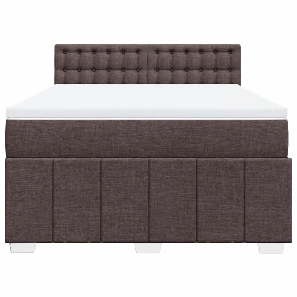 vidaXL Κρεβάτι Boxspring με Στρώμα Σκούρο Καφέ 140x200 εκ Υφασμάτινο