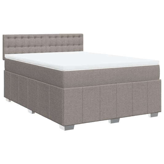 vidaXL Κρεβάτι Boxspring με Στρώμα Taupe 140x200 εκ. Υφασμάτινο