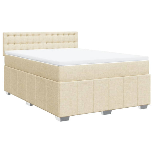 vidaXL Κρεβάτι Boxspring με Στρώμα Κρεμ 140x200 εκ. Υφασμάτινο