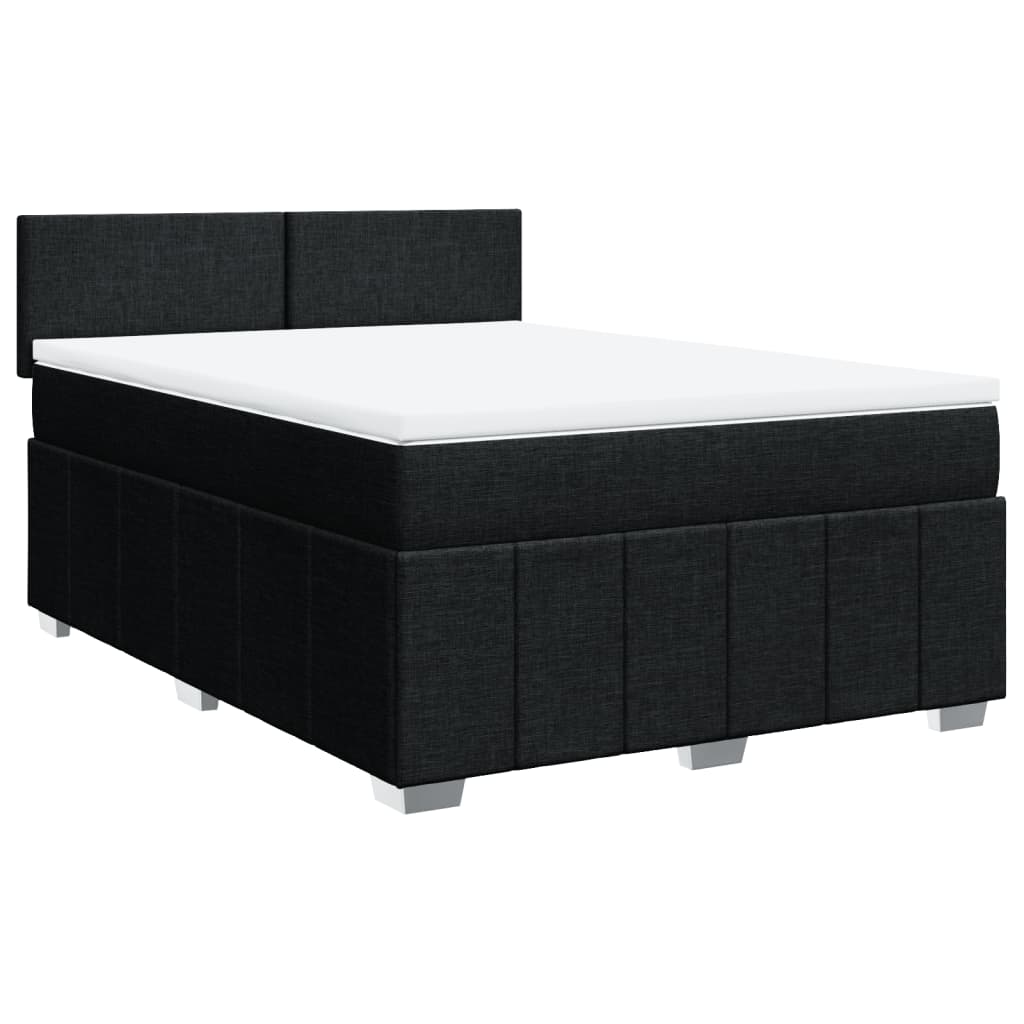 vidaXL Κρεβάτι Boxspring με Στρώμα Μαύρο 160x200 εκ. Υφασμάτινο