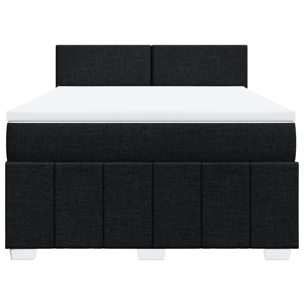 vidaXL Κρεβάτι Boxspring με Στρώμα Μαύρο 160x200 εκ. Υφασμάτινο