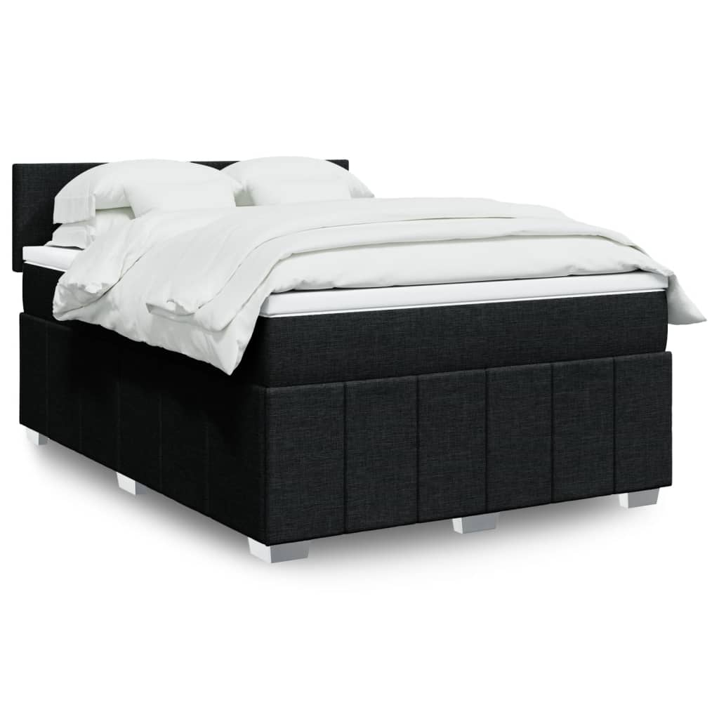 vidaXL Κρεβάτι Boxspring με Στρώμα Μαύρο 160x200 εκ. Υφασμάτινο