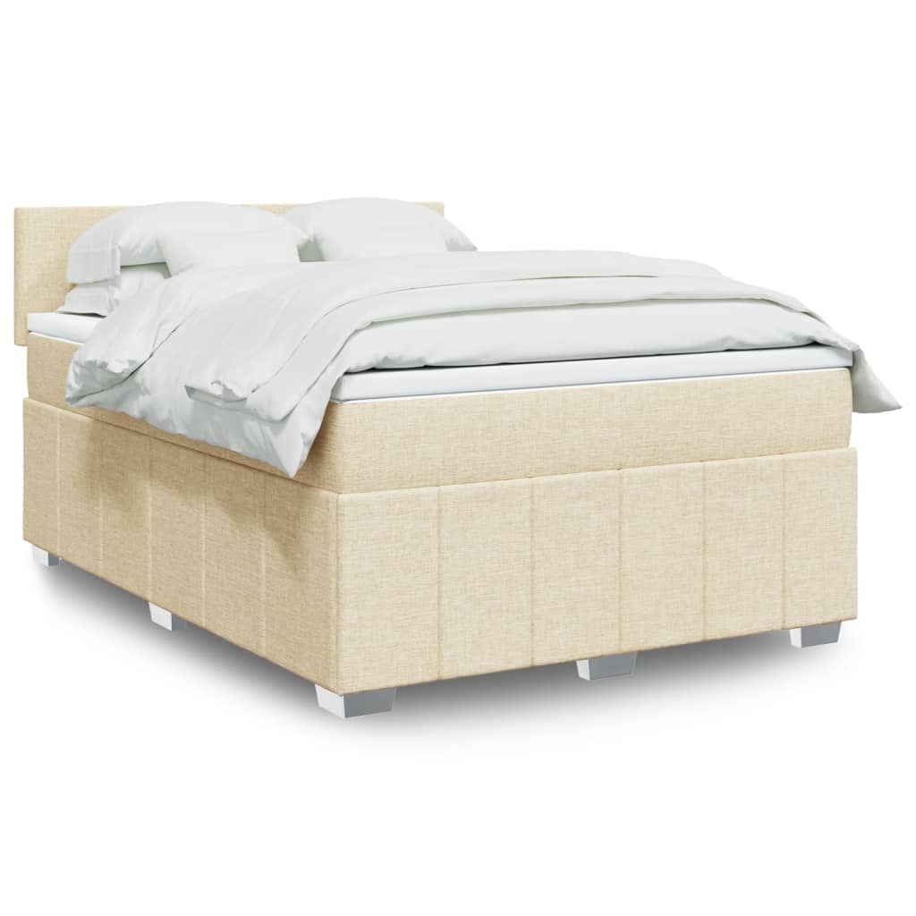 vidaXL Κρεβάτι Boxspring με Στρώμα Κρεμ 160x200 εκ. Υφασμάτινο