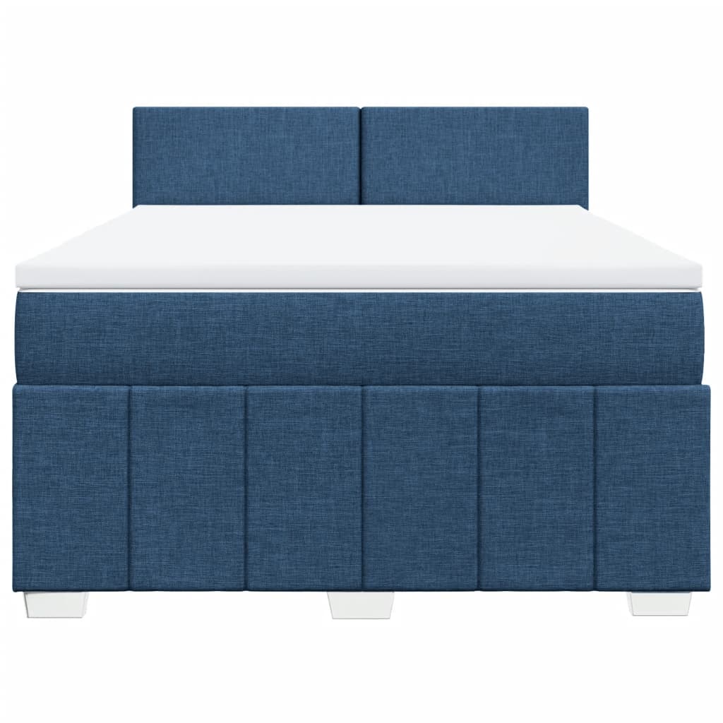 vidaXL Κρεβάτι Boxspring με Στρώμα Μπλε 160x200 εκ. Υφασμάτινο