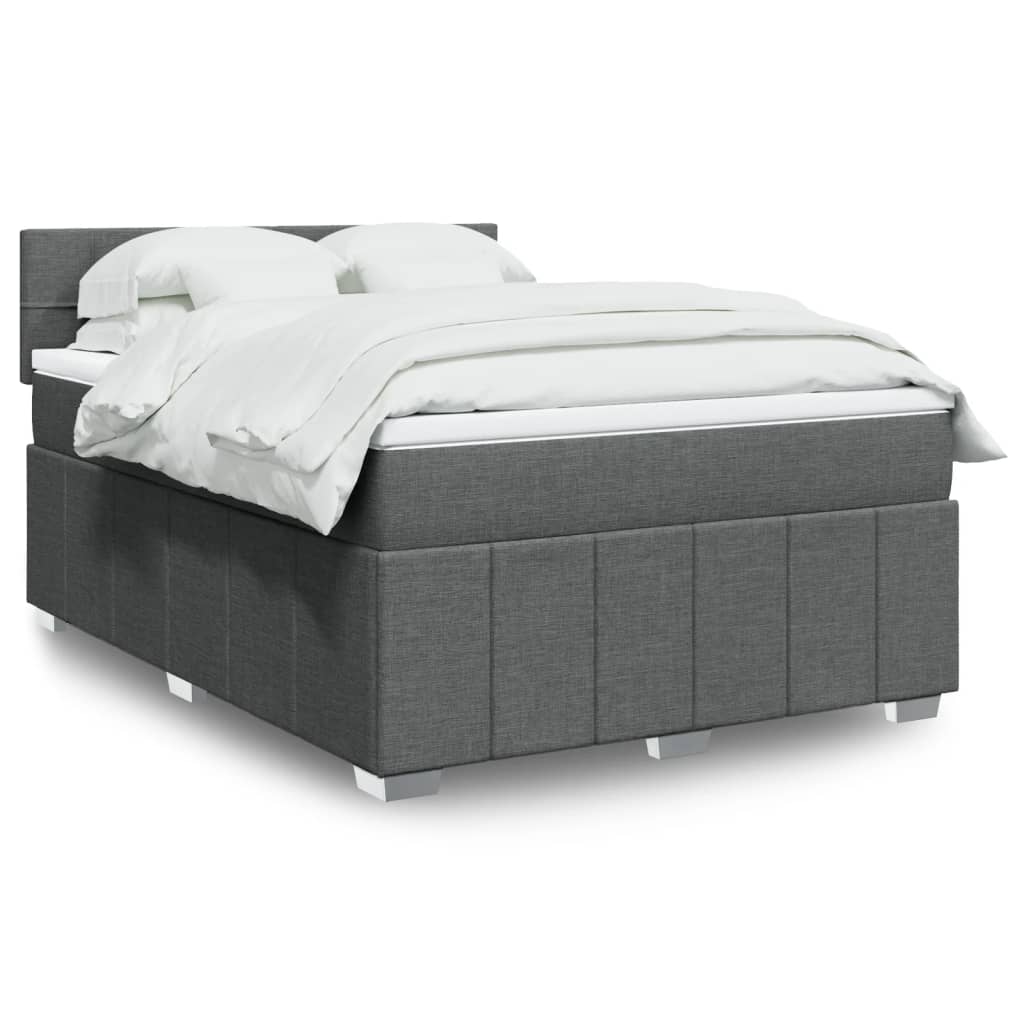 vidaXL Κρεβάτι Boxspring με Στρώμα Σκούρο Γκρι 160x200 εκ Υφασμάτινο