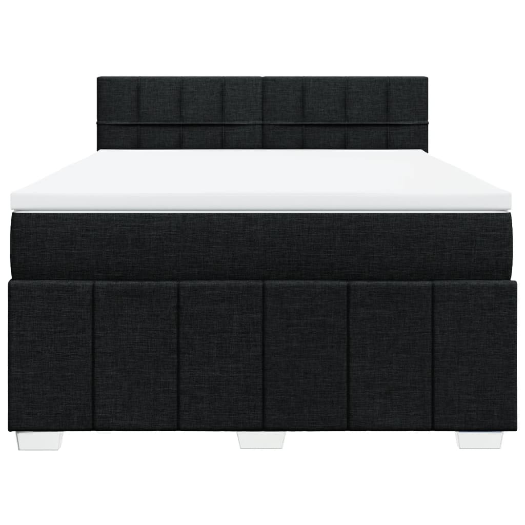 vidaXL Κρεβάτι Boxspring με Στρώμα Μαύρο 160x200 εκ. Υφασμάτινο