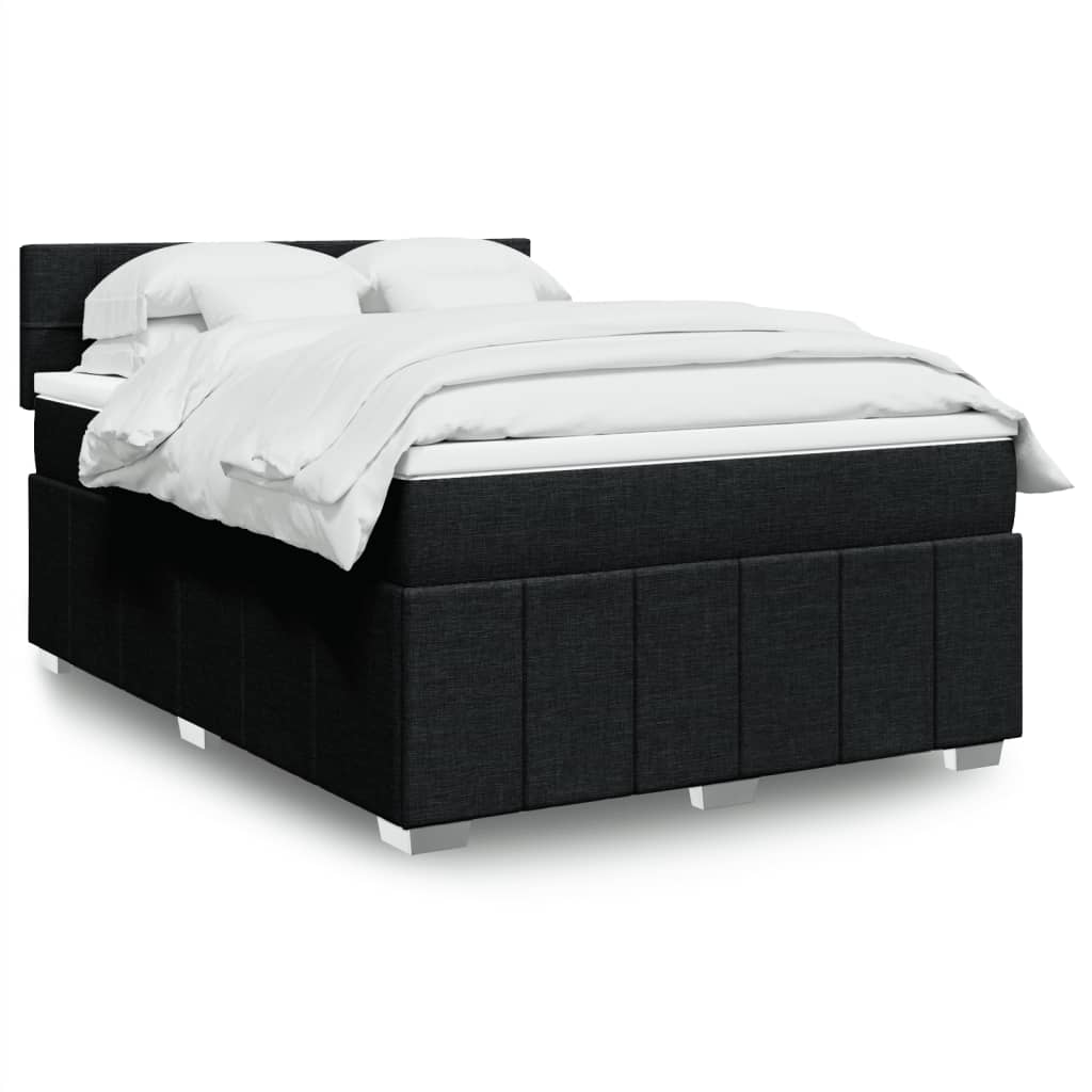 vidaXL Κρεβάτι Boxspring με Στρώμα Μαύρο 160x200 εκ. Υφασμάτινο