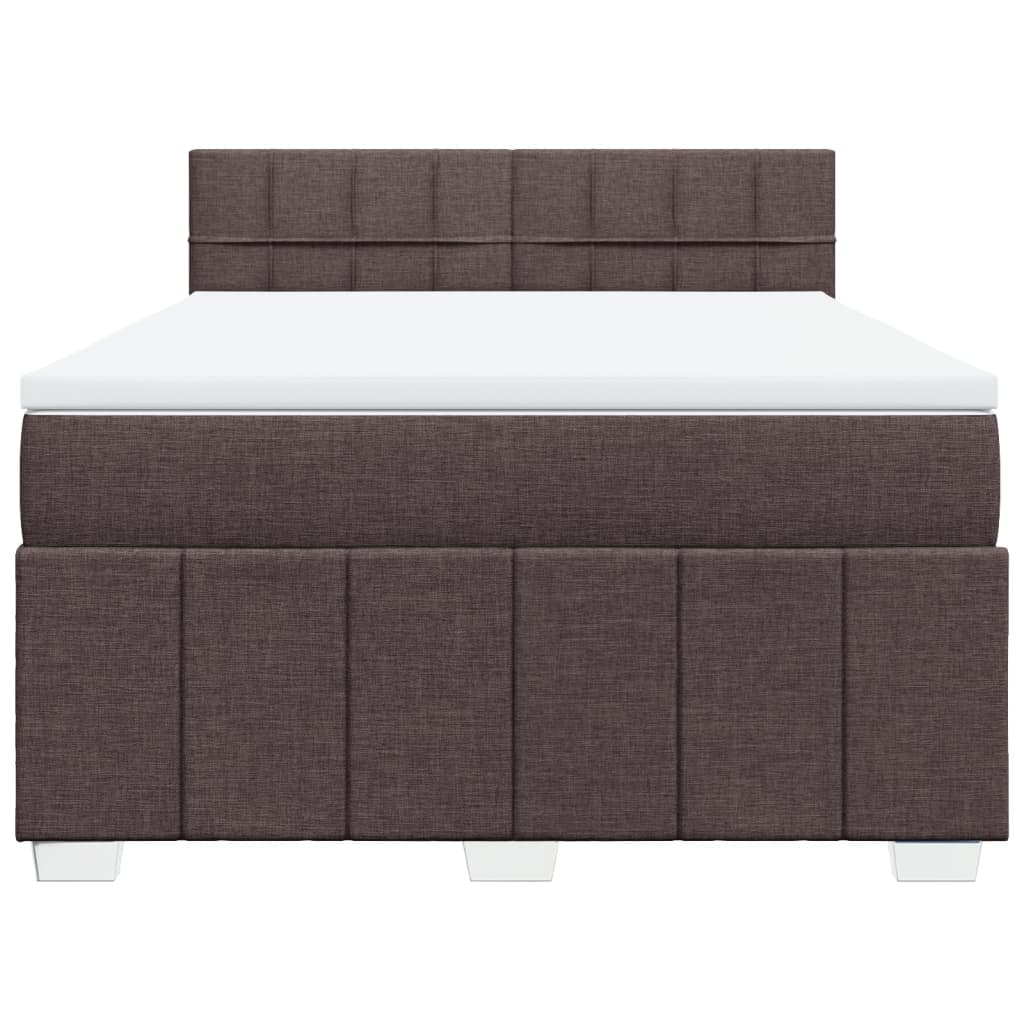 vidaXL Κρεβάτι Boxspring με Στρώμα Σκούρο Καφέ 160x200 εκ Υφασμάτινο
