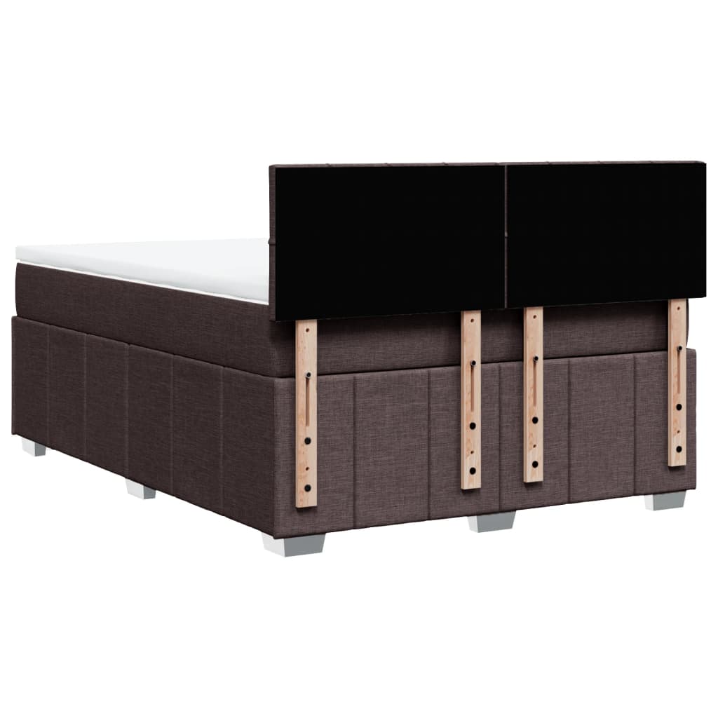 vidaXL Κρεβάτι Boxspring με Στρώμα Σκούρο Καφέ 160x200 εκ Υφασμάτινο