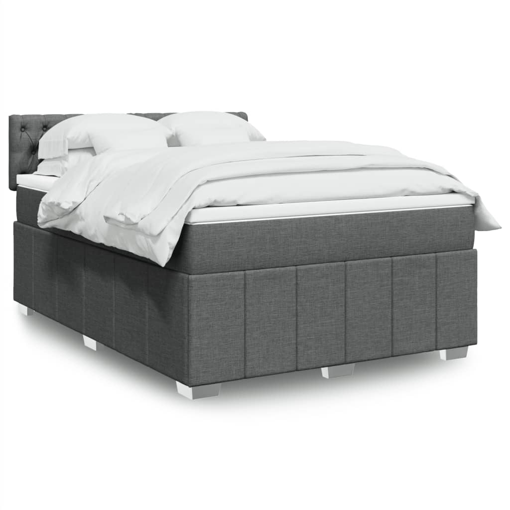 vidaXL Κρεβάτι Boxspring με Στρώμα Σκούρο Γκρι 160x200 εκ Υφασμάτινο