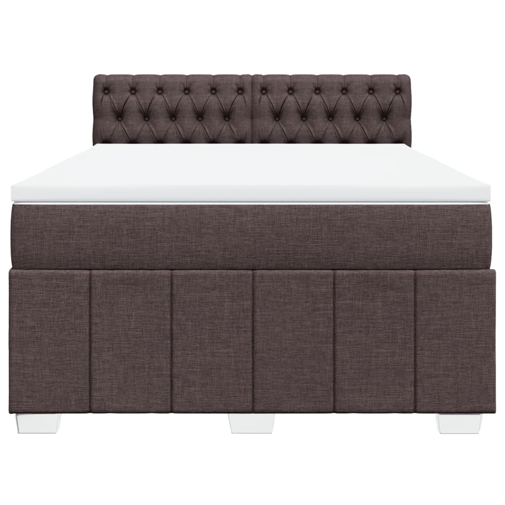 vidaXL Κρεβάτι Boxspring με Στρώμα Σκούρο Καφέ 160x200 εκ Υφασμάτινο