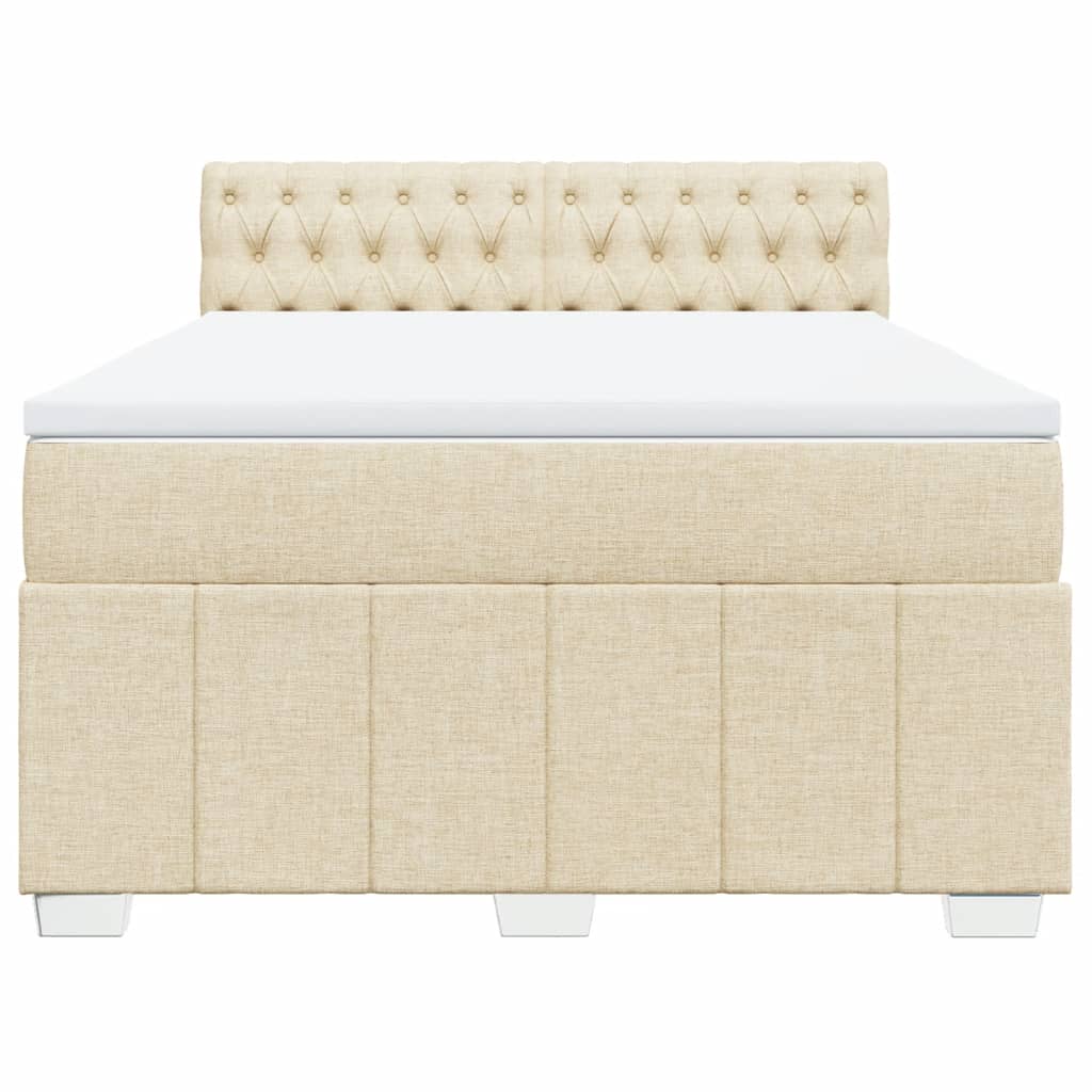vidaXL Κρεβάτι Boxspring με Στρώμα Κρεμ 160x200 εκ. Υφασμάτινο