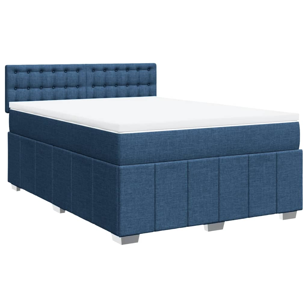 vidaXL Κρεβάτι Boxspring με Στρώμα Μπλε 160x200 εκ. Υφασμάτινο