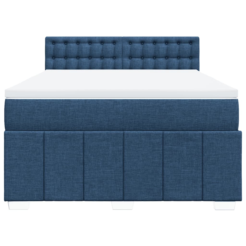 vidaXL Κρεβάτι Boxspring με Στρώμα Μπλε 160x200 εκ. Υφασμάτινο