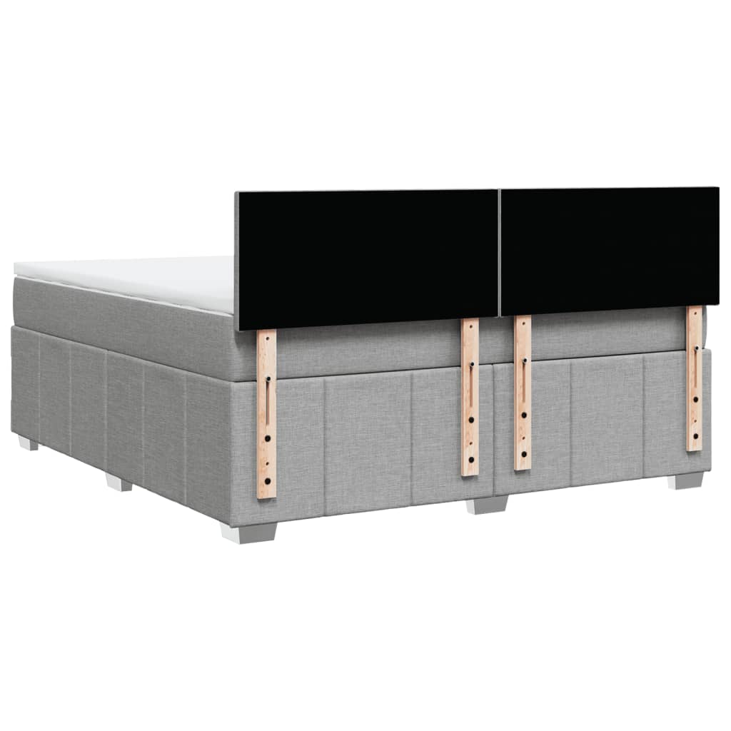 vidaXL Κρεβάτι Boxspring με Στρώμα Ανοιχτό Γκρι 180x200 εκ. Υφασμάτινο