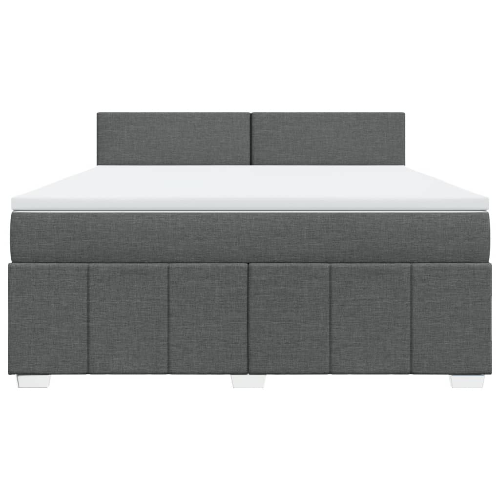 vidaXL Κρεβάτι Boxspring με Στρώμα Σκούρο Γκρι 180x200 εκ Υφασμάτιν