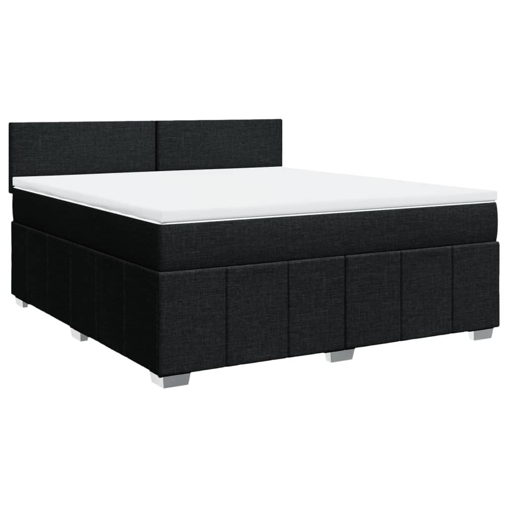 vidaXL Κρεβάτι Boxspring με Στρώμα Μαύρο 180x200 εκ. Υφασμάτινο