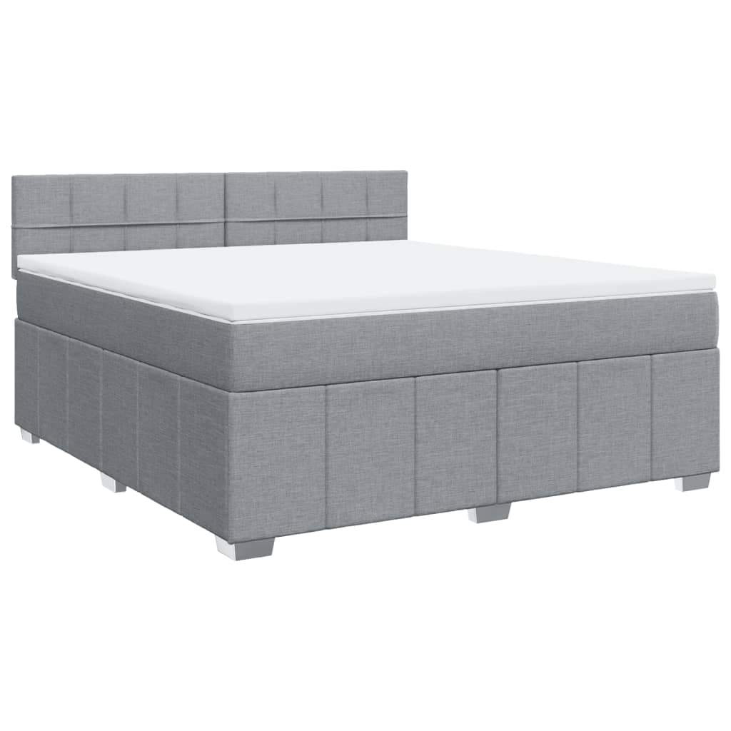 vidaXL Κρεβάτι Boxspring με Στρώμα Ανοιχτό Γκρι 180x200 εκ. Υφασμάτινο
