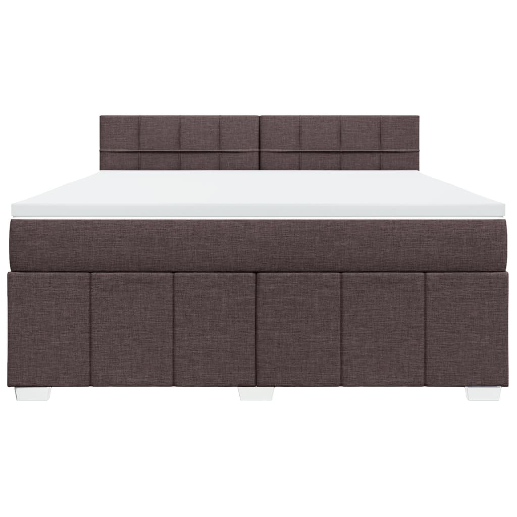 vidaXL Κρεβάτι Boxspring με Στρώμα Σκούρο Καφέ 180x200 εκ Υφασμάτινο