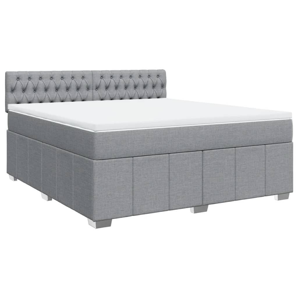 vidaXL Κρεβάτι Boxspring με Στρώμα Ανοιχτό Γκρι 180x200 εκ. Υφασμάτινο