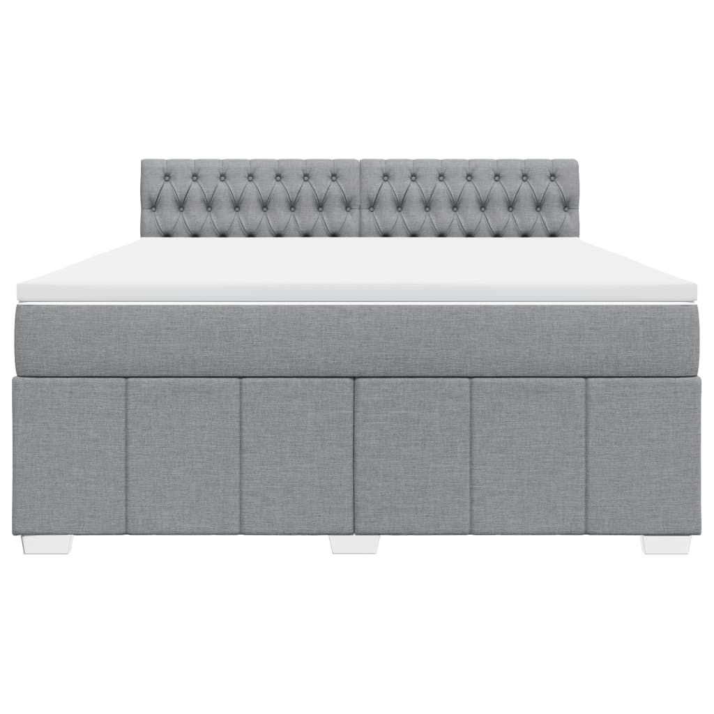 vidaXL Κρεβάτι Boxspring με Στρώμα Ανοιχτό Γκρι 180x200 εκ. Υφασμάτινο