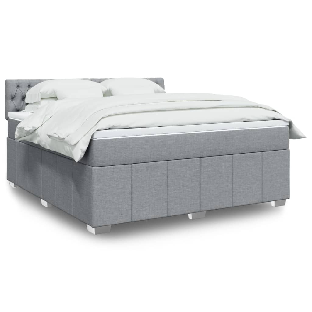 vidaXL Κρεβάτι Boxspring με Στρώμα Ανοιχτό Γκρι 180x200 εκ. Υφασμάτινο
