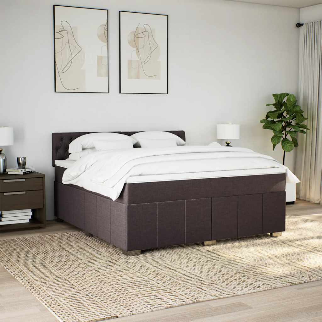 vidaXL Κρεβάτι Boxspring με Στρώμα Σκούρο Καφέ 180x200 εκ Υφασμάτινο