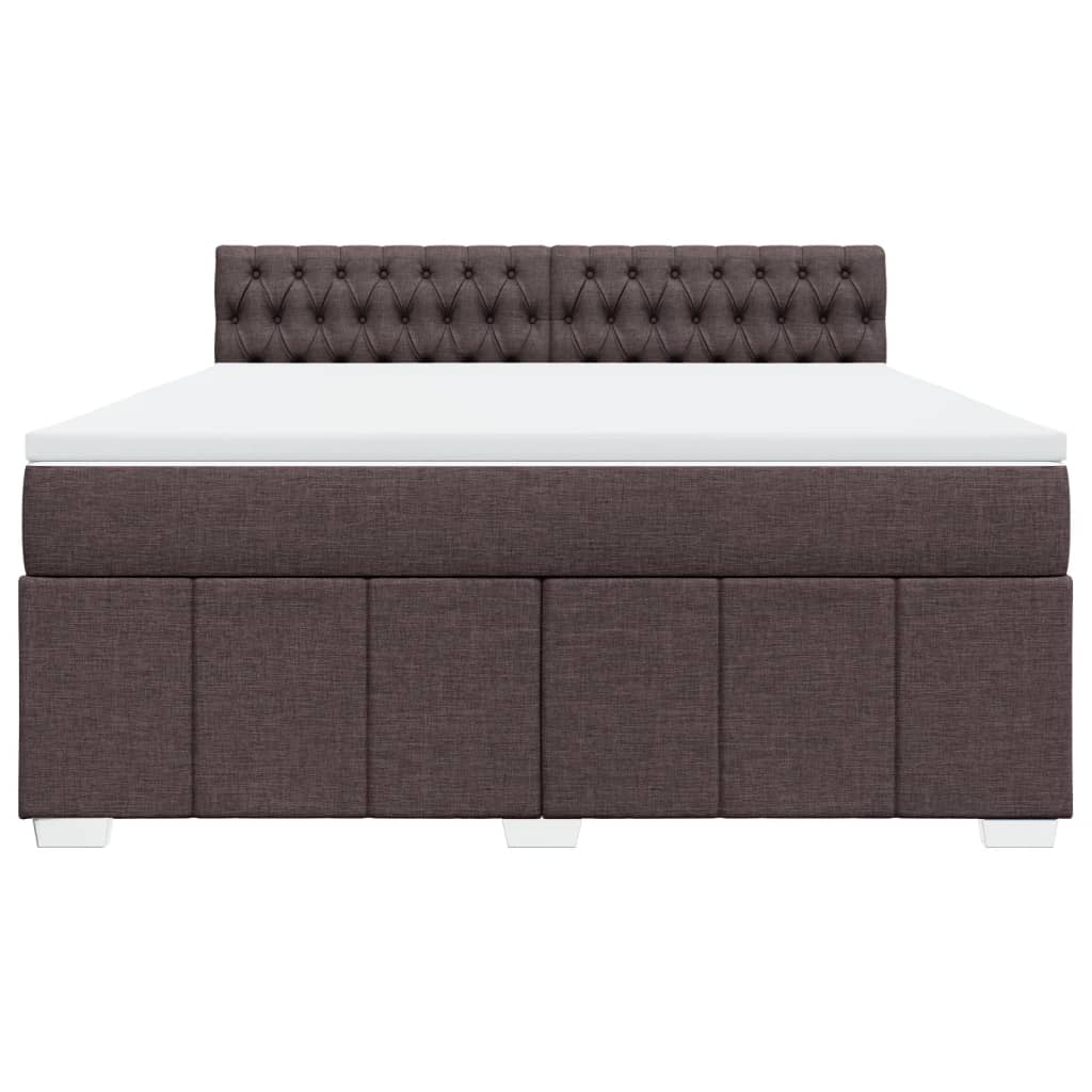 vidaXL Κρεβάτι Boxspring με Στρώμα Σκούρο Καφέ 180x200 εκ Υφασμάτινο