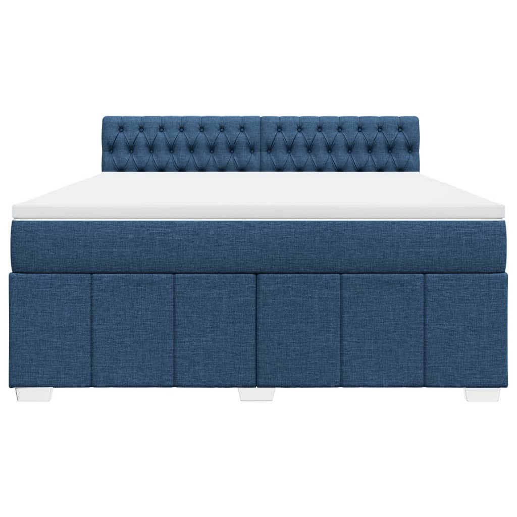 vidaXL Κρεβάτι Boxspring με Στρώμα Μπλε 180x200 εκ. Υφασμάτινο