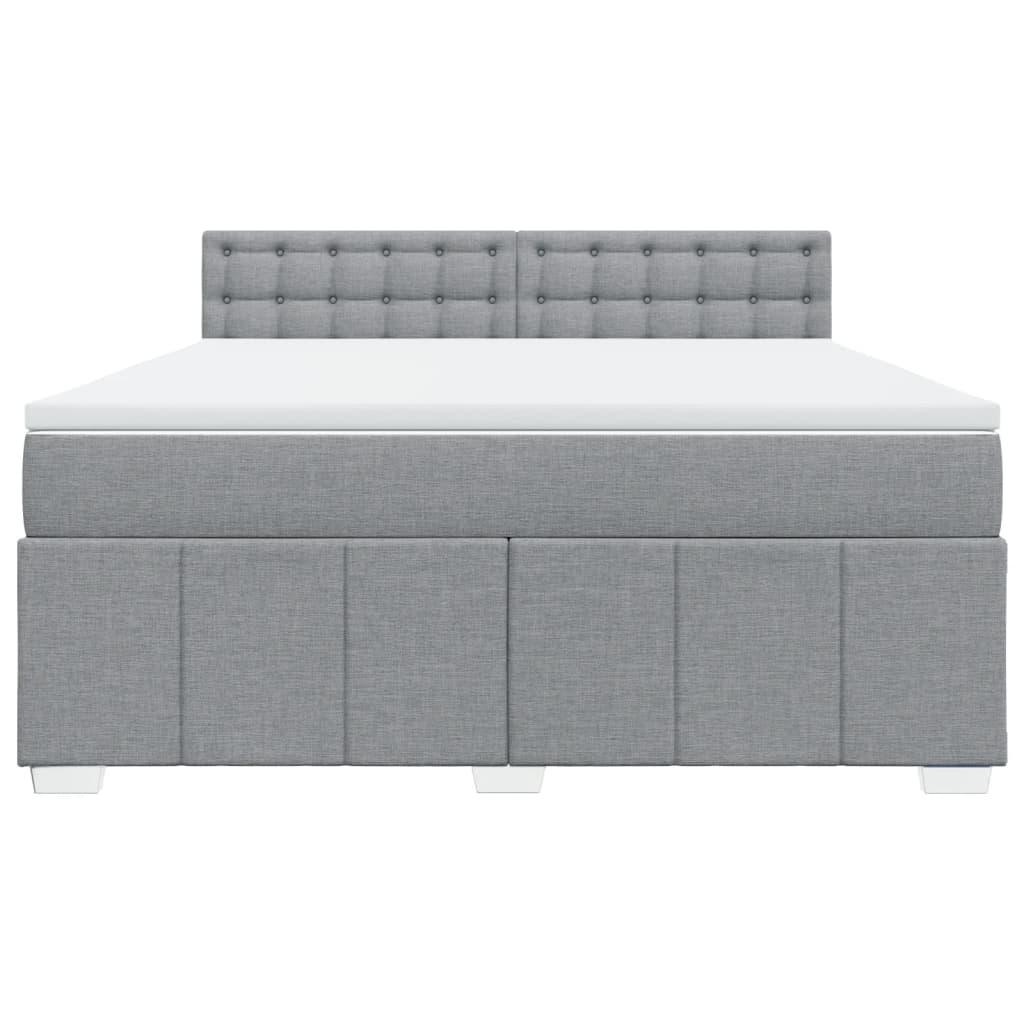 vidaXL Κρεβάτι Boxspring με Στρώμα Ανοιχτό Γκρι 180x200 εκ. Υφασμάτινο