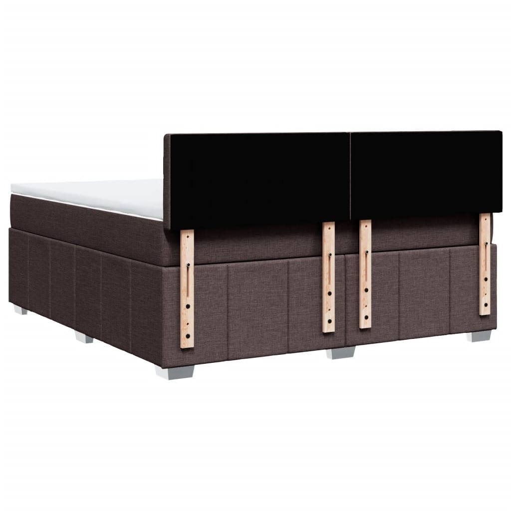 vidaXL Κρεβάτι Boxspring με Στρώμα Σκούρο Καφέ 180x200 εκ Υφασμάτινο