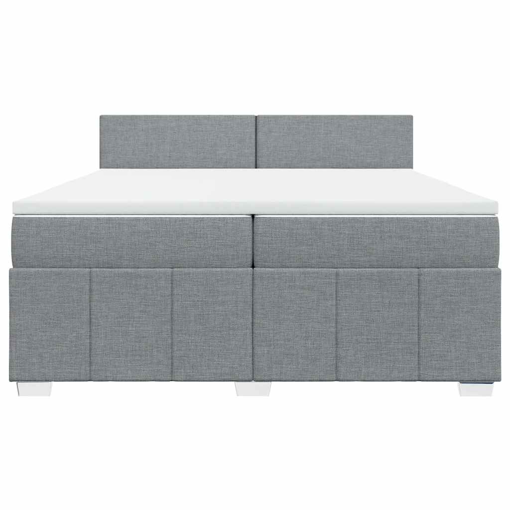 vidaXL Κρεβάτι Boxspring με Στρώμα Ανοιχτό Γκρι 200x200 εκ. Υφασμάτινο