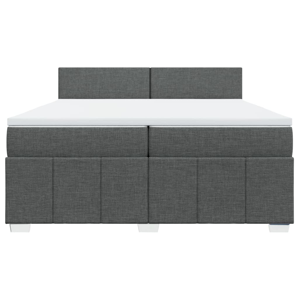 vidaXL Κρεβάτι Boxspring με Στρώμα Σκούρο Γκρι 200x200 εκ. Υφασμάτινο