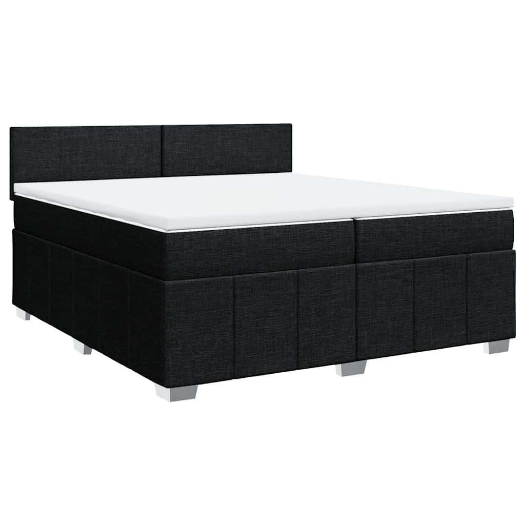 vidaXL Κρεβάτι Boxspring με Στρώμα Μαύρο 200x200 εκ. Υφασμάτινο