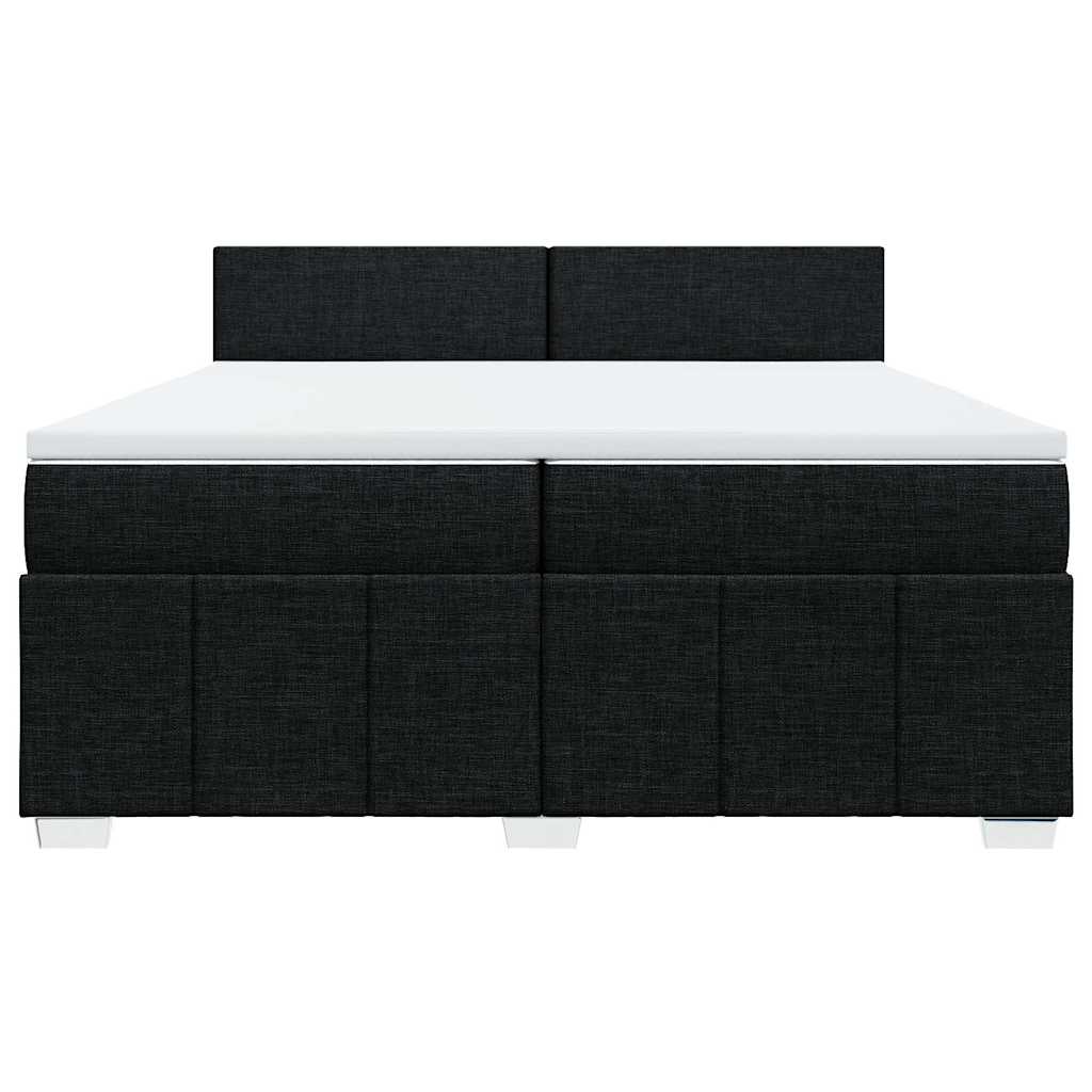 vidaXL Κρεβάτι Boxspring με Στρώμα Μαύρο 200x200 εκ. Υφασμάτινο