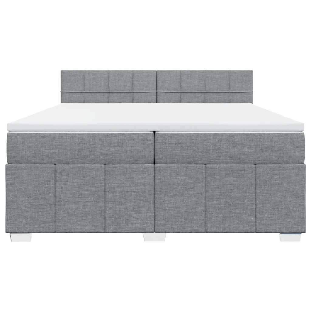 vidaXL Κρεβάτι Boxspring με Στρώμα Ανοιχτό Γκρι 200x200 εκ. Υφασμάτινο
