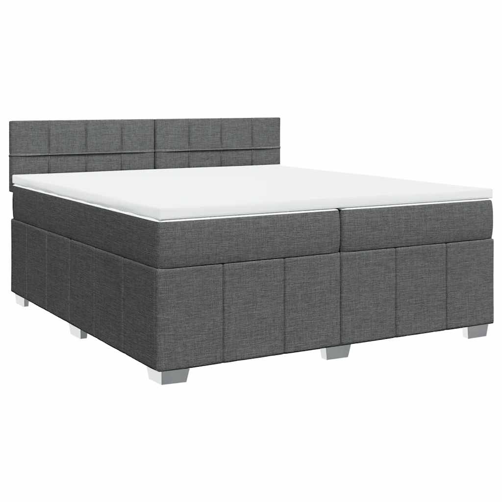 vidaXL Κρεβάτι Boxspring με Στρώμα Σκούρο Γκρι 200x200 εκ. Υφασμάτινο