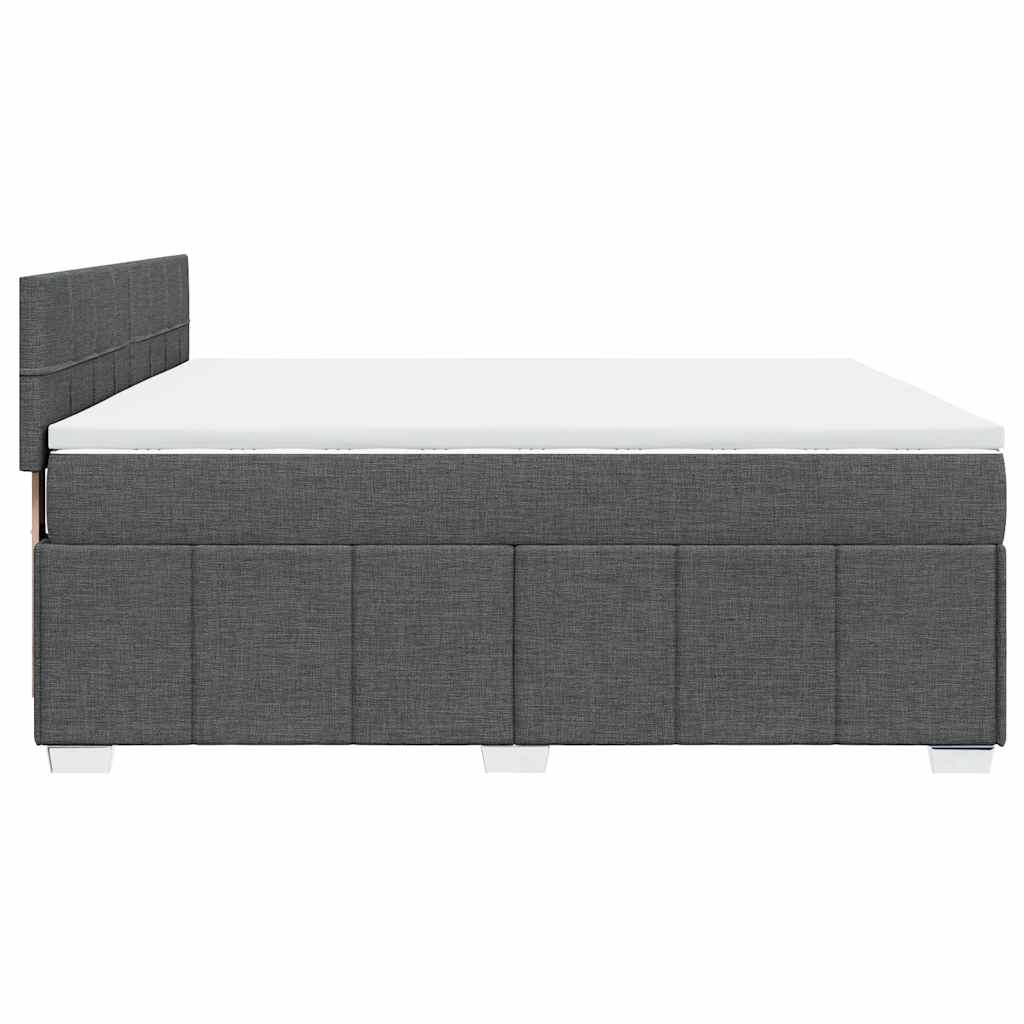 vidaXL Κρεβάτι Boxspring με Στρώμα Σκούρο Γκρι 200x200 εκ. Υφασμάτινο