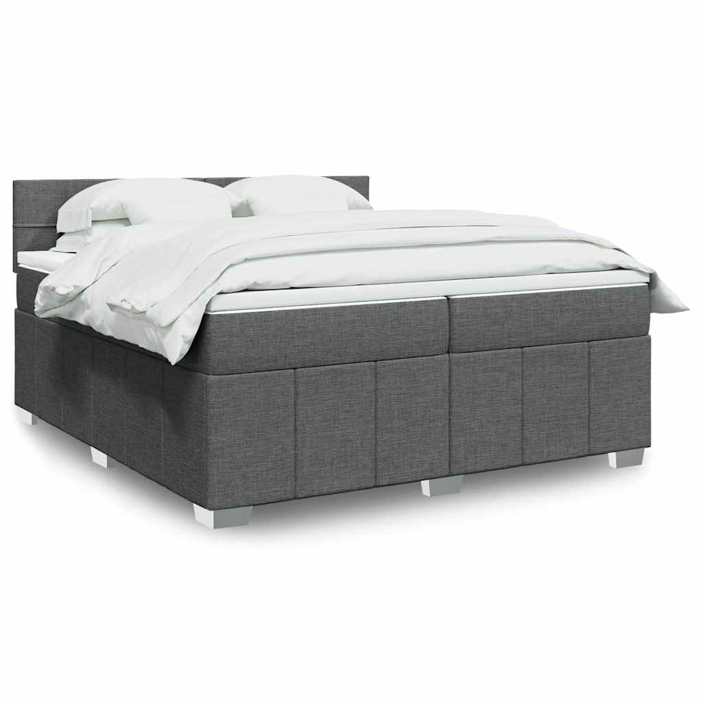 vidaXL Κρεβάτι Boxspring με Στρώμα Σκούρο Γκρι 200x200 εκ. Υφασμάτινο