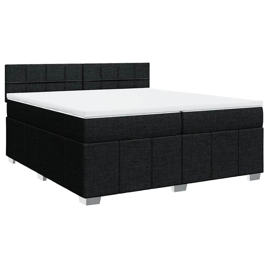 vidaXL Κρεβάτι Boxspring με Στρώμα Μαύρο 200x200 εκ. Υφασμάτινο