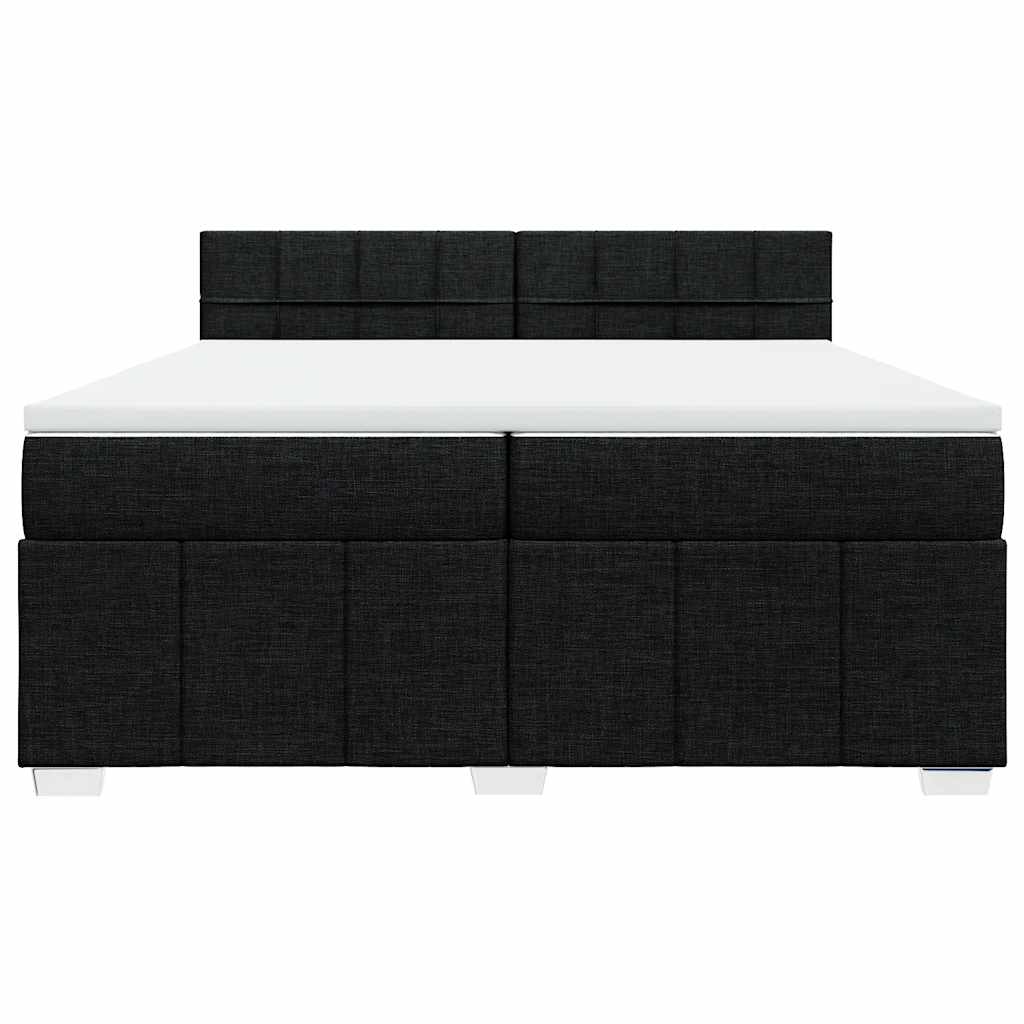 vidaXL Κρεβάτι Boxspring με Στρώμα Μαύρο 200x200 εκ. Υφασμάτινο
