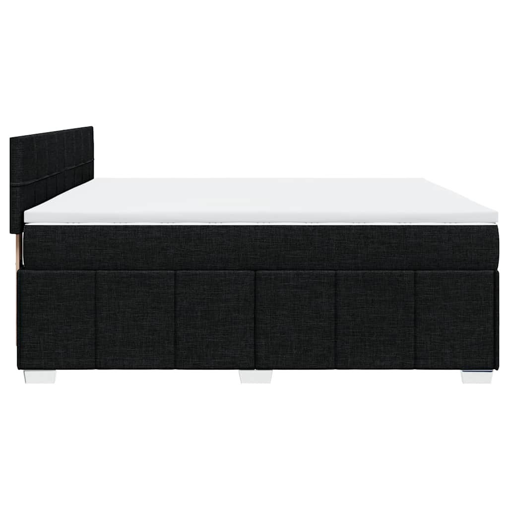 vidaXL Κρεβάτι Boxspring με Στρώμα Μαύρο 200x200 εκ. Υφασμάτινο